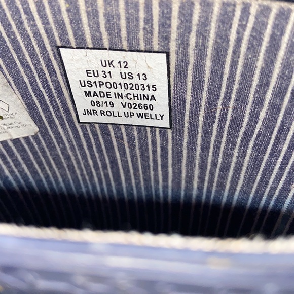 Joules Junior Roll Up Wellies Girls Navy Gold Stars Rain Boots - Picture 5 of 6